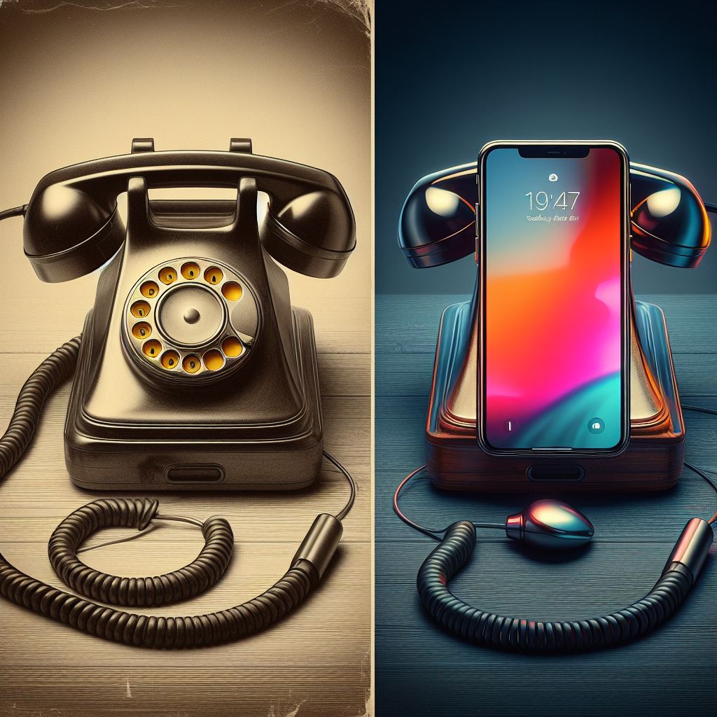 telefoon van vroeger en van nu